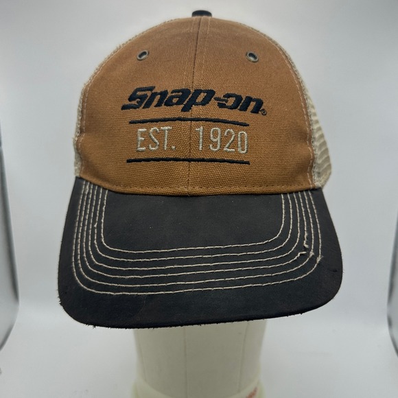 Snap-On Hat EST 1920 Brown Black Trucker Cap Adjustable Mesh Back Patch Logo - Picture 1 of 6